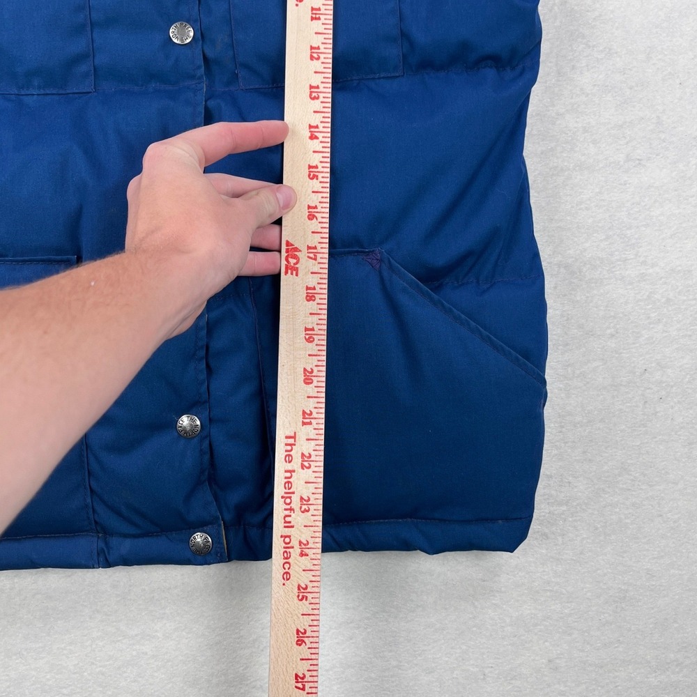Vintage The North Face Down Puffer Vest Blue Brown Label Made in USA W-L - Picture 6 of 8